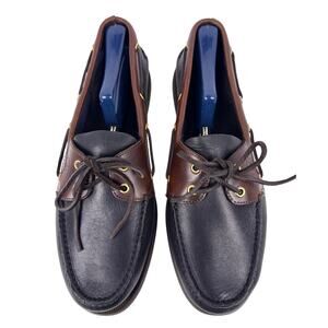 Sperry Boat Shoe Authentic Original 2-Eye Men's 11 W Black Amaretto Leather Moc